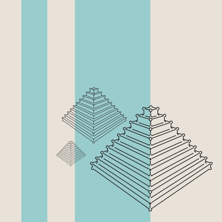 Vector brochure or report design template. Connected lines with dots. Isometric pyramidのイラスト素材