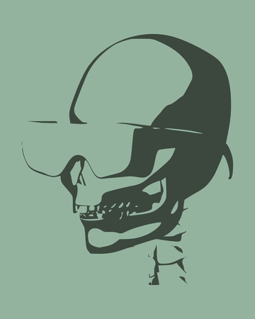 Anatomic skull in sunglasses. Detailed illustration of human skull.のイラスト素材