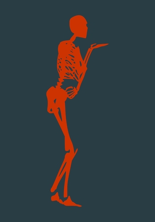 Human skeleton who sends an air kiss. Halloween party design templateのイラスト素材