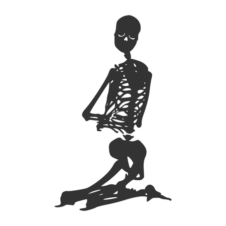 Human skeleton posing for Halloween party design templateのイラスト素材