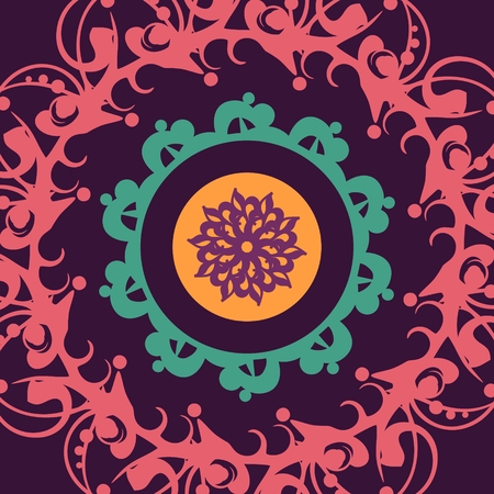 Decorative design element. Patterns with geometric ornament. Circular ornamental symbol. Islam, Arabic and Indian, ottoman motifs.のイラスト素材
