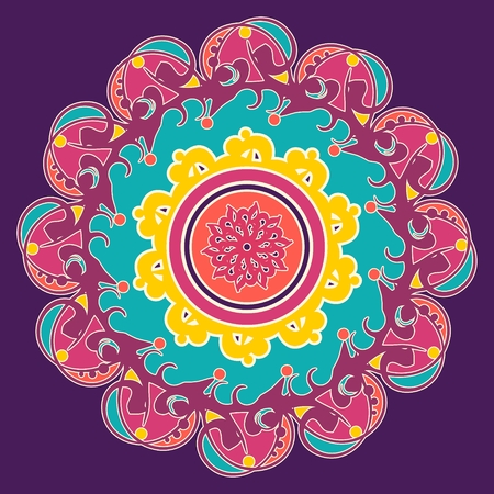 Decorative design element, Patterns with geometric ornament, Circular ornamental symbol.のイラスト素材