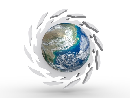 Earth globe in gear shape emblem. Elements of this image furnished by NASA. 3D renderingの写真素材