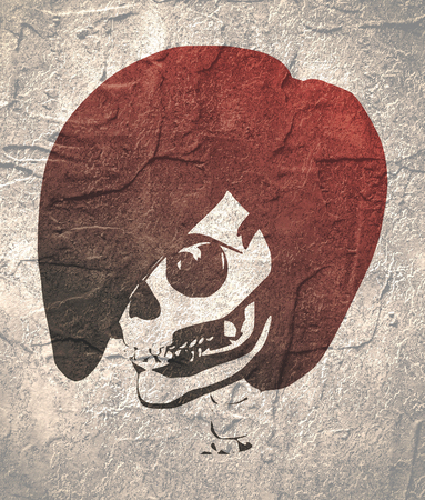 Anatomic Skull. Detailed illustration of human skull. Grunge distress texture.の写真素材