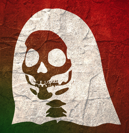 Anatomic Skull. Detailed illustration of human skull. Grunge distress texture.の写真素材