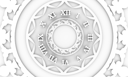 Numeric part of antique clock. Patterns with geometric ornament. Circular ornamental symbol. Arabic...
