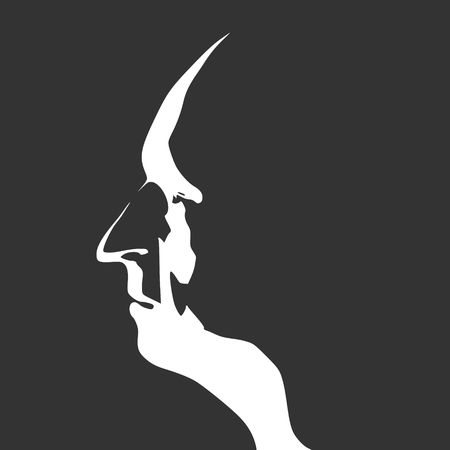 Man avatar profile view. Male face silhouette or icon.のイラスト素材