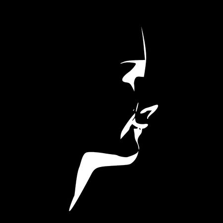 Face side view. Elegant silhouette of a female head monochrome gamma.のイラスト素材
