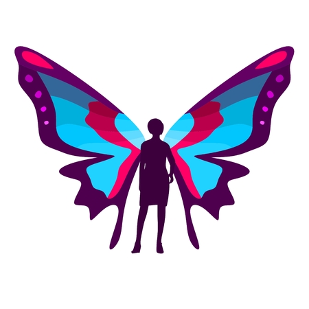 Colorful butterfly with the body of a young womanのイラスト素材