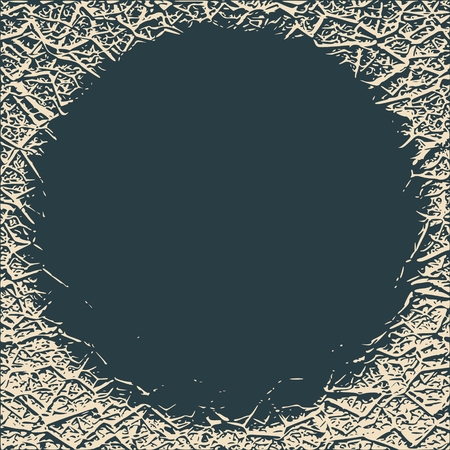 Grunge Cracks Effect Texture. Cracked Concrete Wall. Round text field. Vector Backgroundのイラスト素材