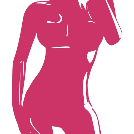 Beautiful sexy fitness girl. Pretty woman wearing swimsuit. Front view.のイラスト素材
