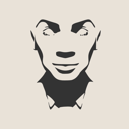 Face front view. Elegant silhouette of a head.のイラスト素材