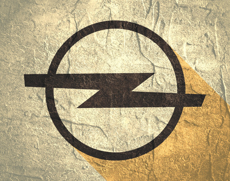 Circa - December 12, 2017: Opel company emblem. Opel is a German automobile manufacturer. Long shadows designのeditorial素材