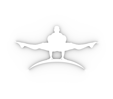 Bodybuilder silhouette. Sport equipment or gym club emblem. 3D renderingの写真素材