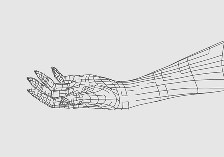 Polygonal hand. Wire frame style. Isolated part of the human bodyのイラスト素材