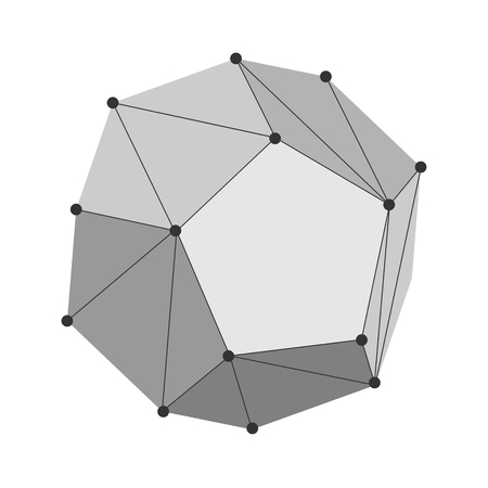 Dodecahedron icon on white background. Platonic solid design connected lines with dots.のイラスト素材