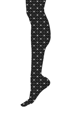 Slim elegant woman leg silhouette textured by lines and dots pattern. Legs design element.のイラスト素材