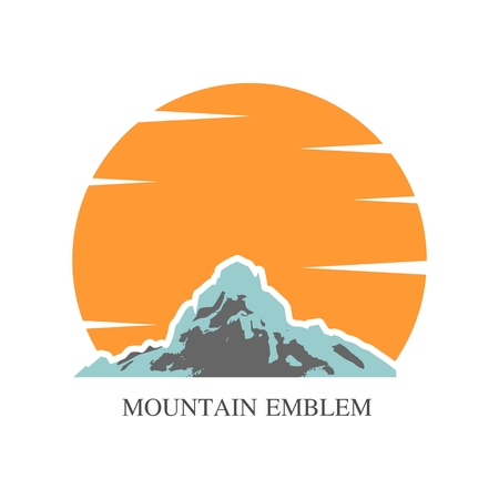 Outdoor icon of the mountain topsのイラスト素材