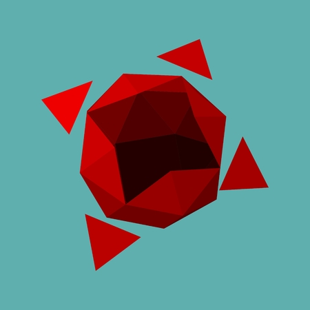Wire frame style design. Platonic solid design. Red backgroundのイラスト素材