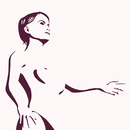 Young woman silhouette with female torso sketchのイラスト素材