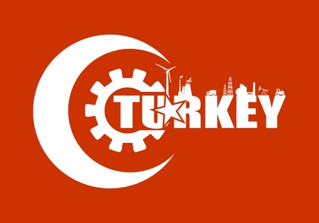 Turkey Energy and Power icons. Sustainable energy generation and heavy industry concept vectorのイラスト素材
