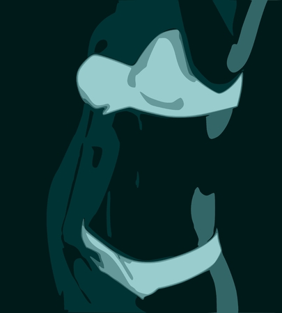 Beautiful sexy fitness girl. Pretty woman wearing bikini. Front view.のイラスト素材