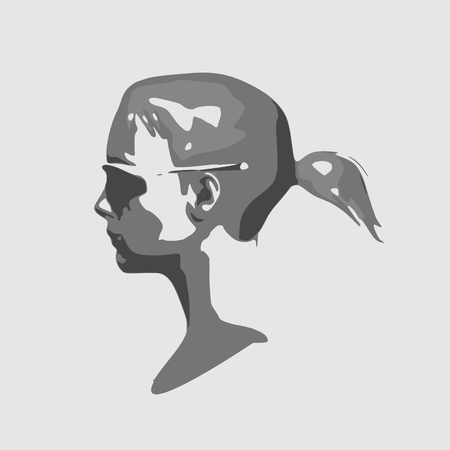 Portrait of beautiful woman in black sunglasses. Short hair. Side viewのイラスト素材