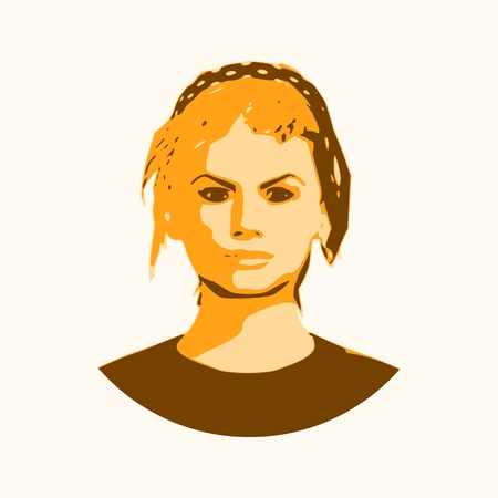 Face front view. Elegant silhouette of a female head. Short hair. Monochrome gamma.のイラスト素材