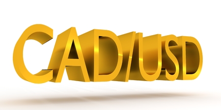 Financial market trading concept. Currency pair. CAD - Canadian dollar and USD - United States Dollar. 3D renderingの写真素材