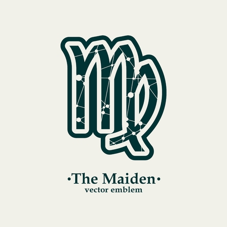 Zodiac symbol textured by connected lines with dots pattern. Sign of the Maidenのイラスト素材