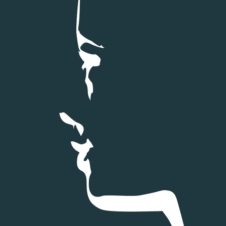 Face side view. Elegant silhouette of a female head.のイラスト素材