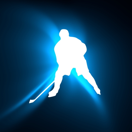 Professional hockey player cutout silhouette. 3D renderingの写真素材