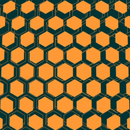 Perspective view on honeycomb. Hexagon pattern background. Isometric geometryのイラスト素材