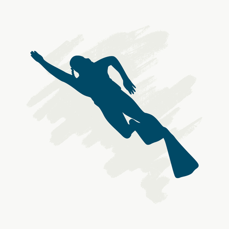 Silhouette of diver. Icon diver. The concept of sport diving.のイラスト素材