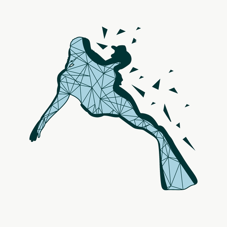Cutout silhouette of diver textured by lines and dots pattern. The concept of sport diving.のイラスト素材