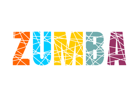 Lettering Zumba dance studio. Multicolor sliced wordのイラスト素材