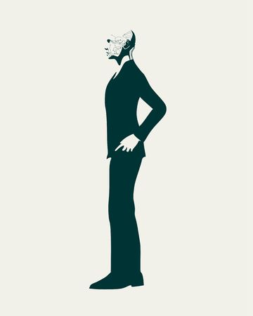 Humanoid robot silhouette wearing the suit. Robotics industry relative image.のイラスト素材
