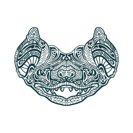 Zentangle Bat for tattoo in boho, hipster style. Ornamental tribal patterned illustration for adult anti stress coloring pages. Hand drawn sketch.のイラスト素材