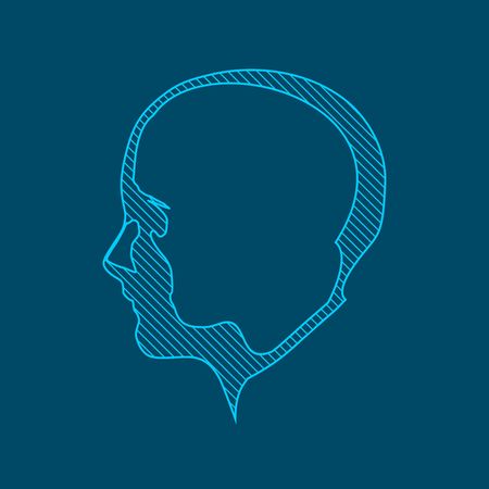 Avatar profile view. Face silhouette or icon. Mechanical engineering drawing background.のイラスト素材