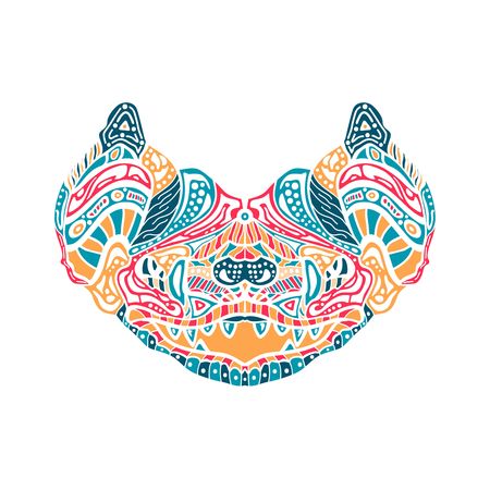 Zentangle Bat for tattoo in boho, hipster style. Ornamental tribal patterned illustration for adult anti stress coloring pages. Hand drawn sketch.のイラスト素材