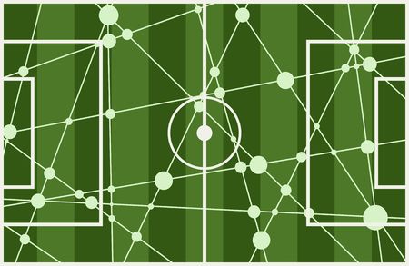 Molecule and communication background. Football field textured by connected lines with dots.