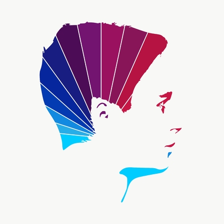 Man avatar profile view. Face silhouette or icon. Gradient paintのイラスト素材