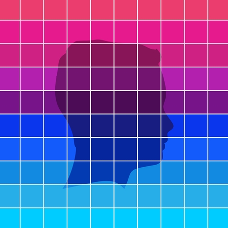 Man avatar profile view. Face silhouette or icon. Gradient paintのイラスト素材