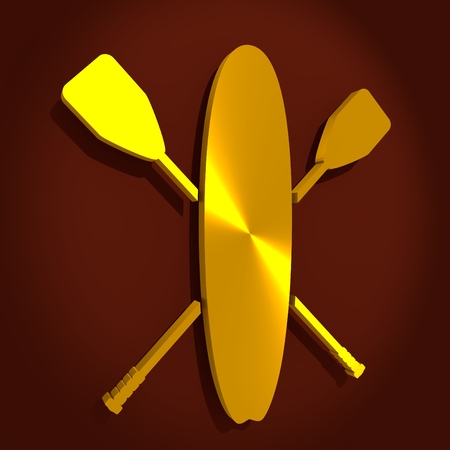 Surfboard and paddles. Surfing graphic and emblem for web design or print. Stand up paddle boarding. 3D renderingの写真素材