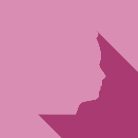 Man avatar profile view. Male face silhouette. Web icon with long shadowのイラスト素材