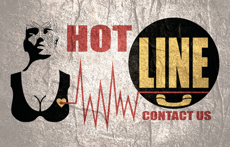 Humanoid robot portrait. Robotics industry relative image. Call center operator icon. Hot line textの写真素材