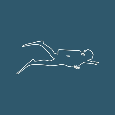 Silhouette of diver. Outline web icon of diver. The concept of sport diving.のイラスト素材