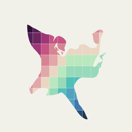 Face side view. Elegant silhouette of a female head. Color gradientのイラスト素材