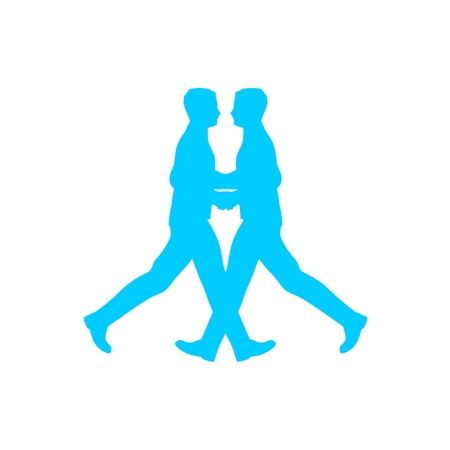 Two men meet each other. Abstract illustration. Modern lifestyle metaphorのイラスト素材