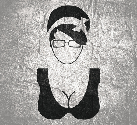 Woman silhouette. Retro fashion. Lady wearing spectaclesの写真素材